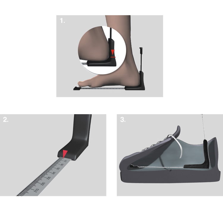 Measuring device for shoes and feet