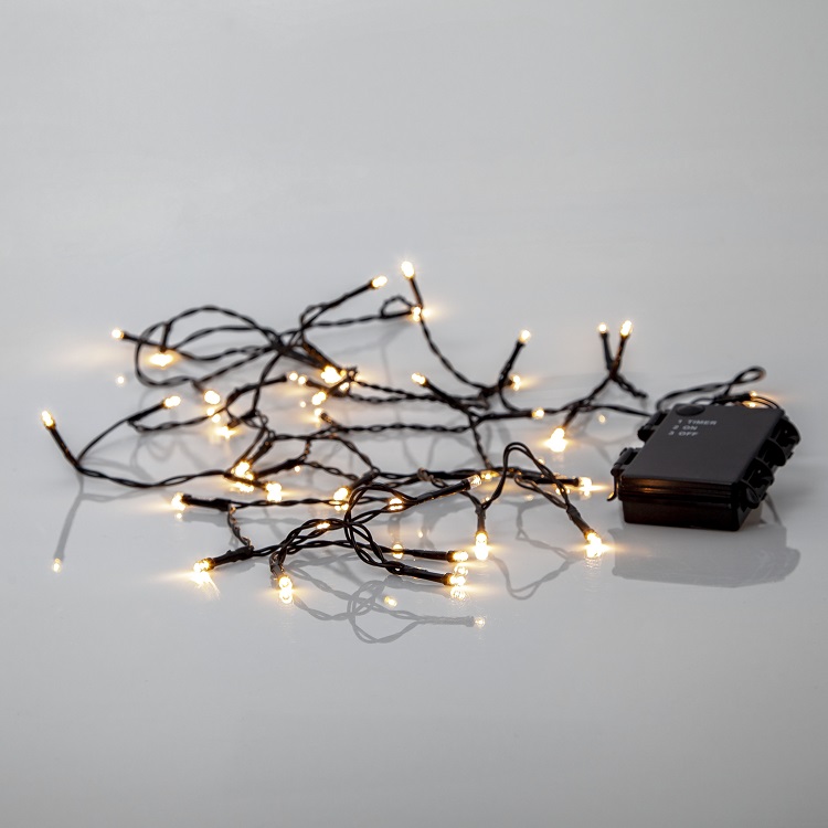 Battery powered LED fairy lights with flash function and timer