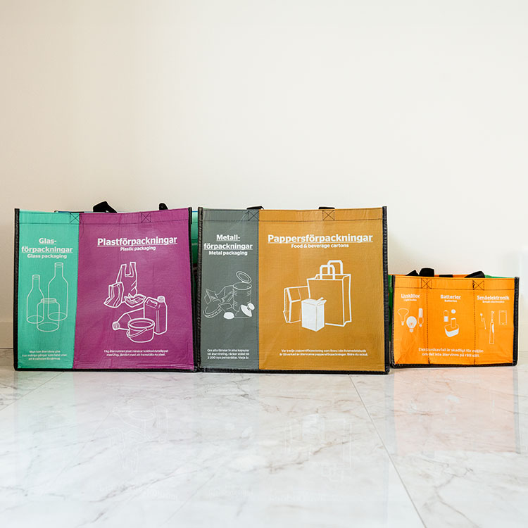 Recycling, Set with three Bags