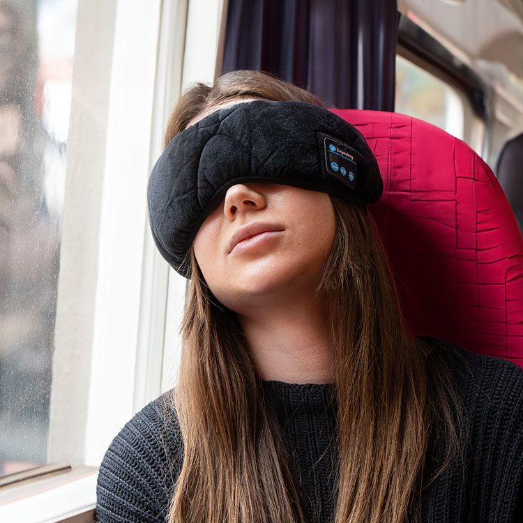 Sleep mask with wireless headphones