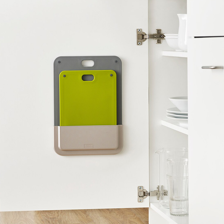 Chopping Board Set with Cupboard Door Storage Rack