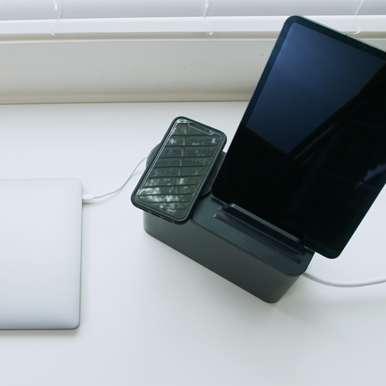 Cable box with charging stand