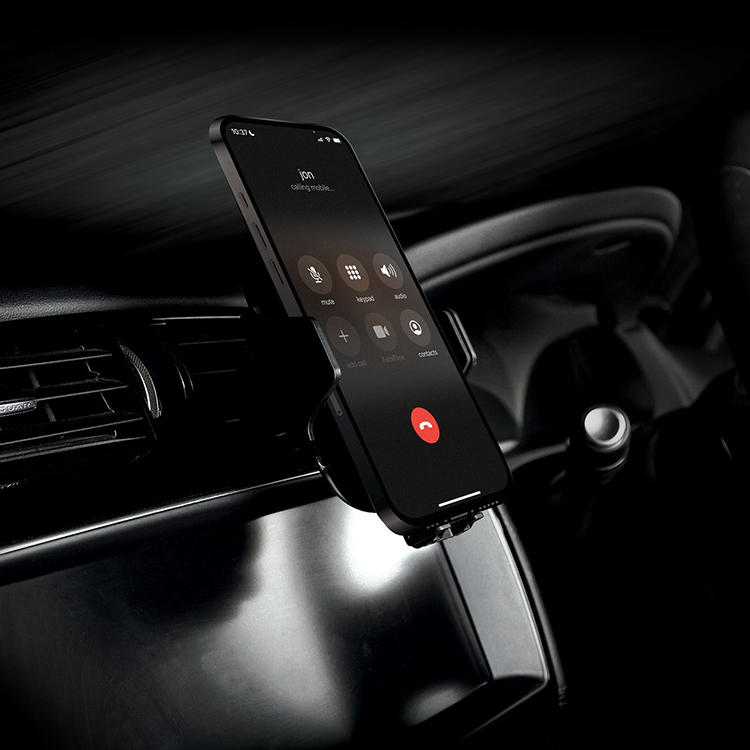 Mobile phone holder with wireless charging