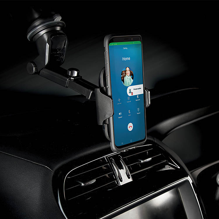 Mobile phone holder with wireless charging