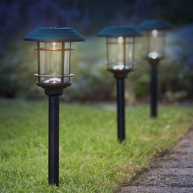 Solar cell powered walkway lighting, 3-pack