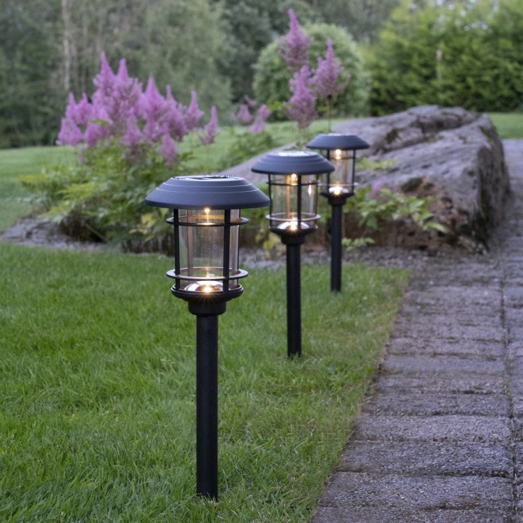 Solar cell powered walkway lighting, 3-pack