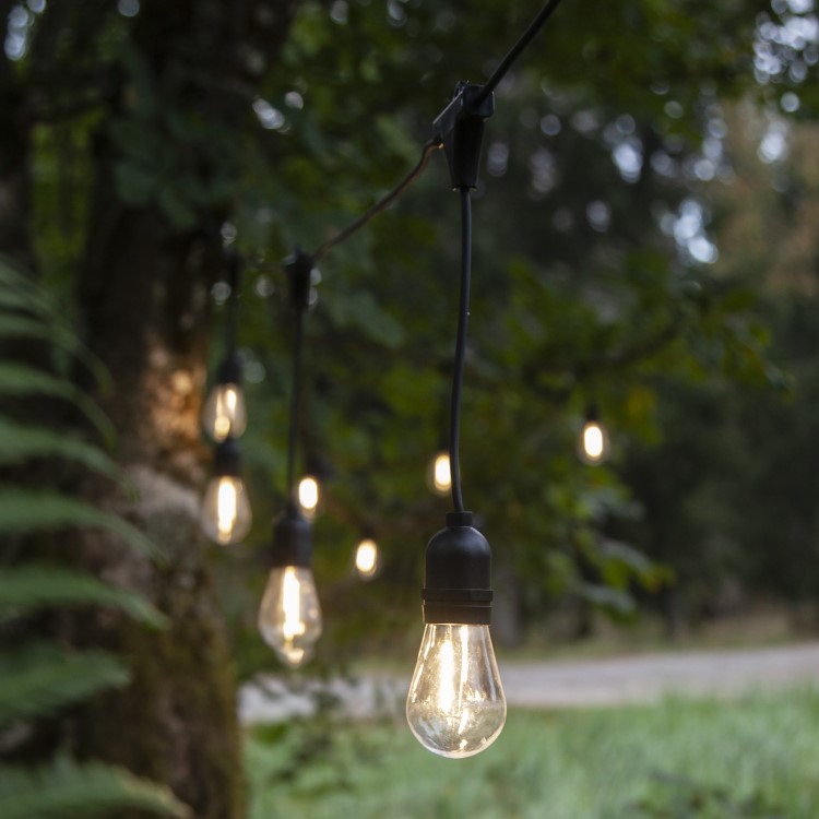 String lights with hanging lightbulbs