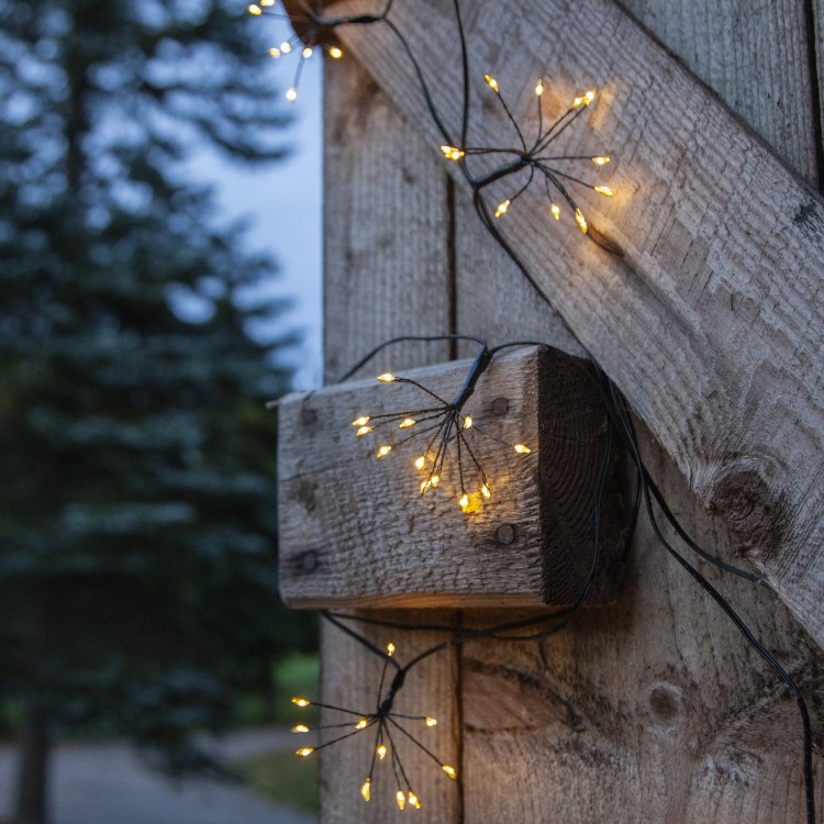 Solar-powered string lights, fireworks