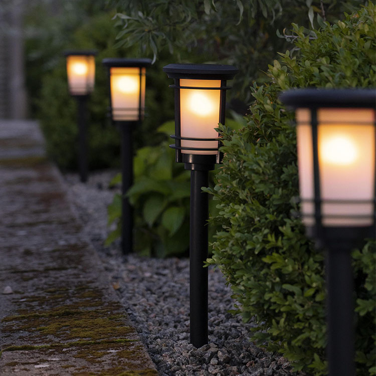 Solar-powered garden torch