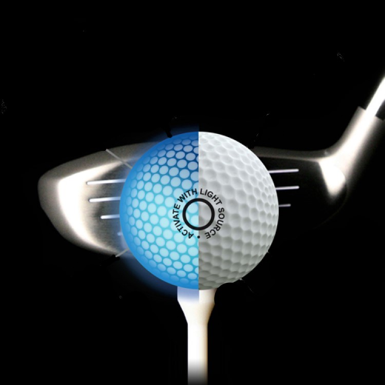 Light-activated glowing golf balls