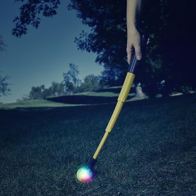 Collapsible ball thrower with LED ball