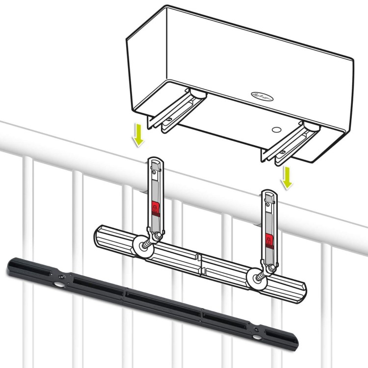 Balcony bracket stabilization rail