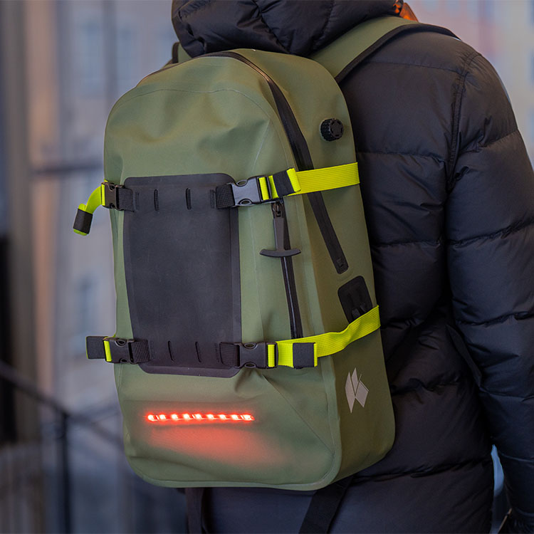 Waterproof rucksack with lights, 30 litres