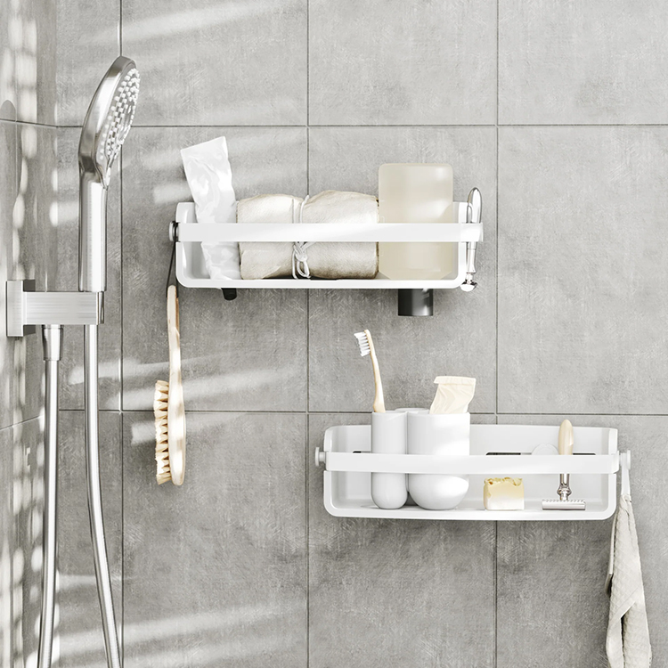 Self-adhesive shower shelf