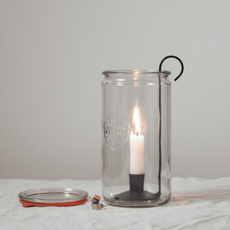 Candle holder with glass jar