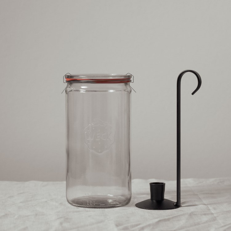 Candle holder with glass jar