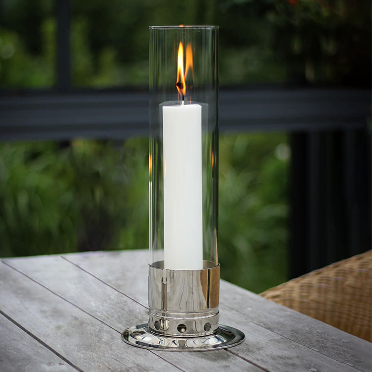 Candle holder with storm glass, Large