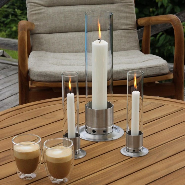 Candle holder with storm glass, Large