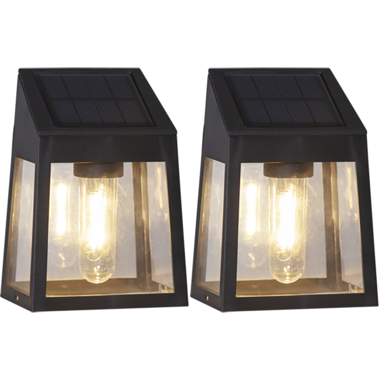 Solar-powered wall lights 2-pack