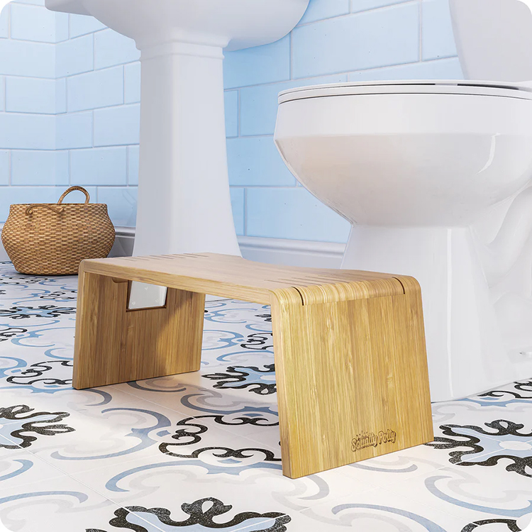 Foldable toilet stool in bamboo, Squatty Potty