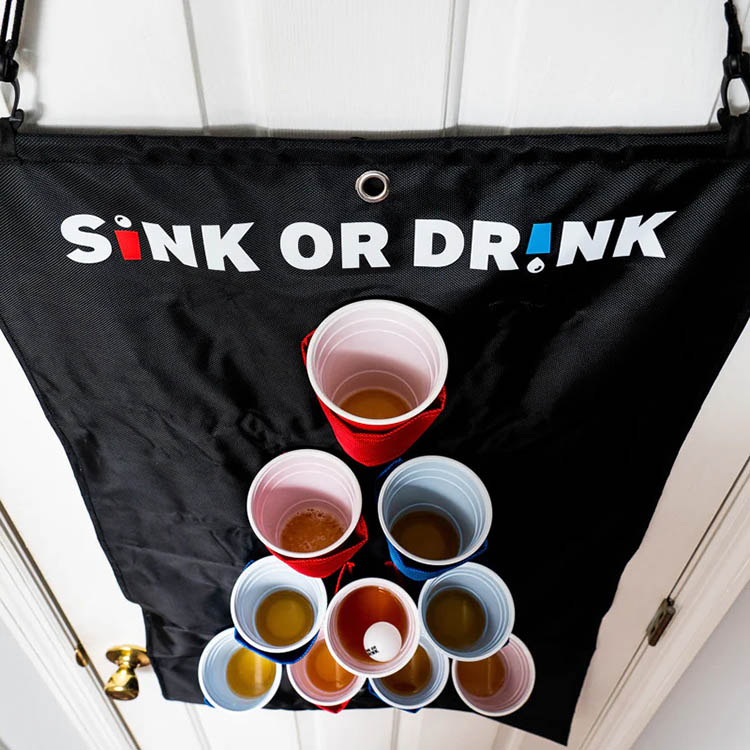 Hanging beer pong set