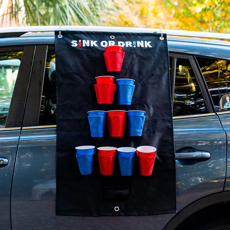 Hanging beer pong set