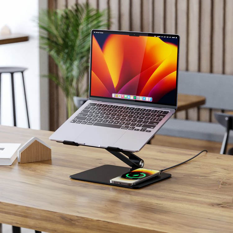 Laptop stand with Qi charging