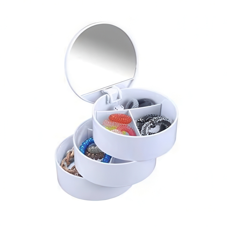 Storage box, COSMETIC TOWER, Ø 13 x H14 cm, White