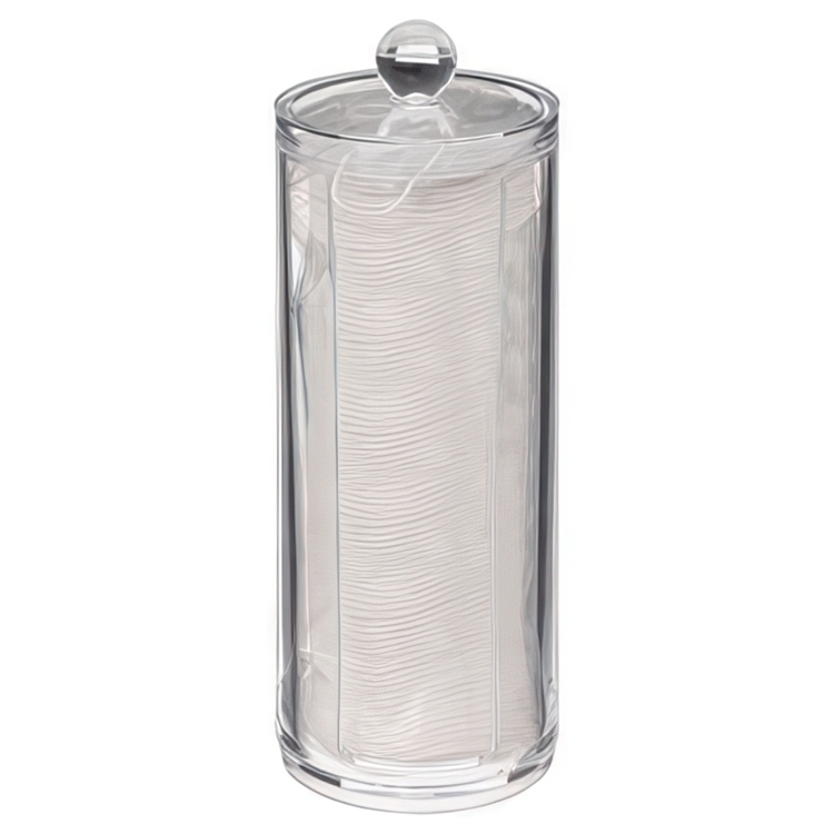 Cotton Pad Dispenser, with Pads, SELENA, Ø 7,5 x H 20 cm, Clear