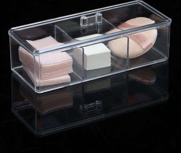 Container With Lid, 3 Compartments, SELENA, 22,8 x 9,5 x H 8,3 cm, Clear