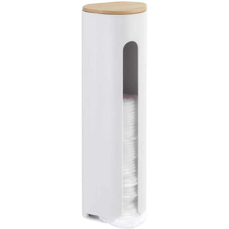 Holder for cotton pads, LARESA MAKE UP, Ø8 x H25 cm, White / beige
