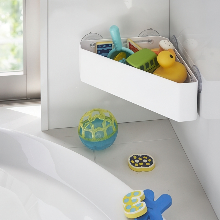 Corner shower basket with suction cups, TOWER, 22 x 27,5 x H 10 cm, Yamazaki, White