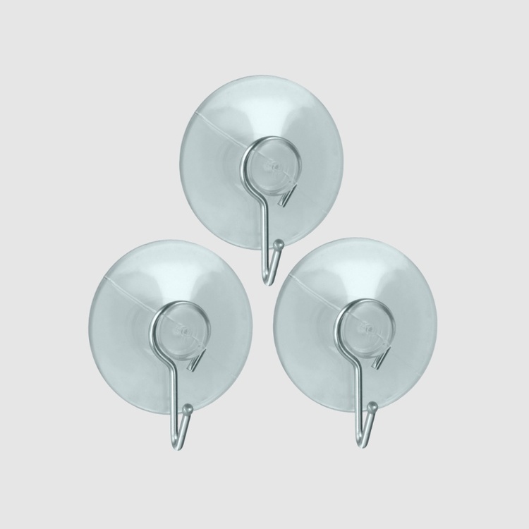 Hooks suction cup, Set of 3, VENTOUSE Ø 4 cm, Clear