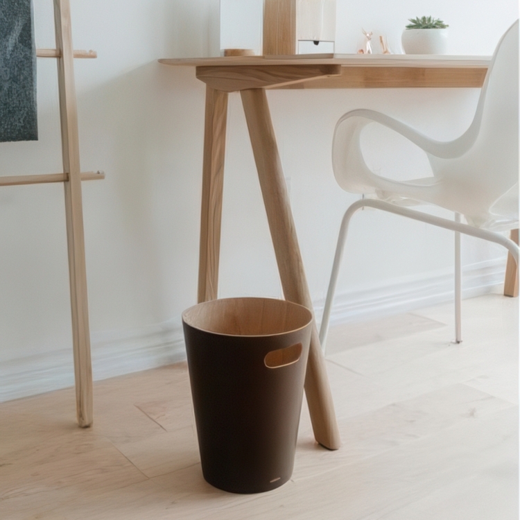 Trash can, 7,5 L WOODROW, Ø 23 x H 28 cm, Umbra