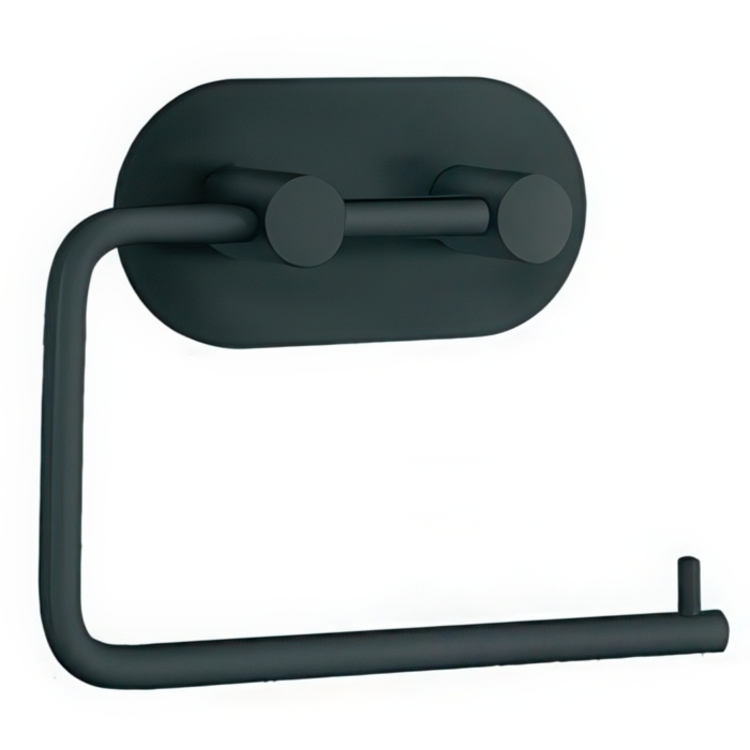 Holder for toilet paper, Self-adhesive, Round, BESLAGSBODEN, Black