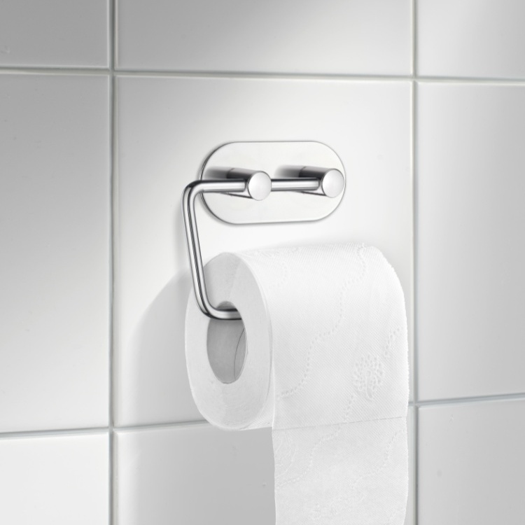 Holder for toilet paper, Self-adhesive, Round, BESLAGSBODEN, Black