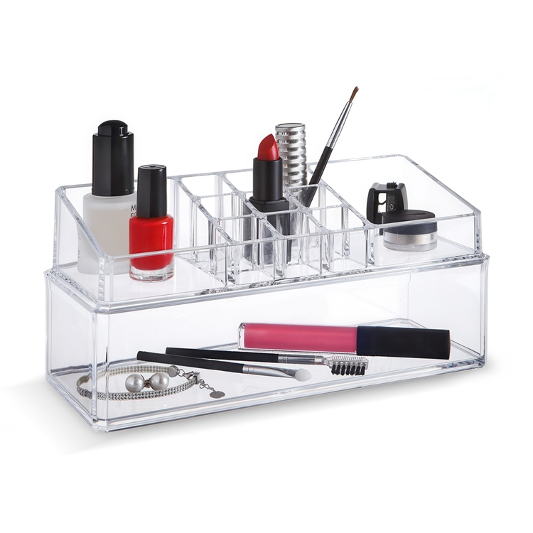Make up organizer, dividable, LIVING, 22,3 x 9,4 x H 11 cm, Clear