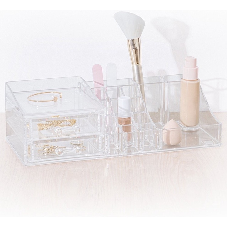 Make-up organizer with drawers, SELENA, 30,6 x 9 x 15,3 cm, Clear