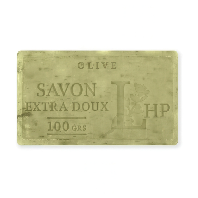 Soap with Olive Leaves, 100 g, SAVON DE MARSEILLE FEUILLES, 8,5 x 5 x H 2,5 cm, Olive Green